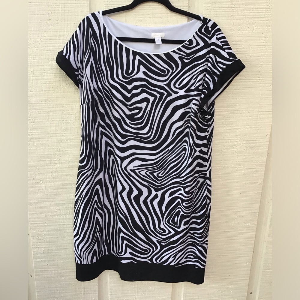 Chico Black and White Zebra Print Women's Top size 2